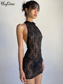 Vestido Mini Feminino Floral com Halter e Costas Abertas - Sexy Praia Balada 2024