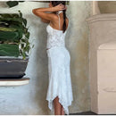 Lace Skirt 2 Piece-Set Women Sling Patchwork Tube Top High Waist Irregular Midi Skirts 2026 Summer Elegant Party Ladies Outfits