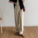 High Waist Women Suit Pants Fall Straight Office Ladies Korean Fashion Trousers Casual Button Loose Female Black Pants New 2024