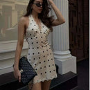Vestido Halter Mini Feminino com Renda e Poá - Elegante, Sexy, Costas Abertas - Verão 2025