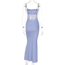 Vestido Longo Feminino Elegante com Alças Finas e Costas Abertas - Festa Y2K