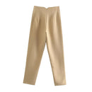 High Waist Solid Pants for Women Casual Basic Ankle Trousers with Pockets Zipper Fly Office Wear Pants Pantalones Mujer