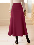 Women Midi Skirt High Waist A line Flowy Style Breathable Fabric Ideal for Casual Streetwear Dates  Classic Colors