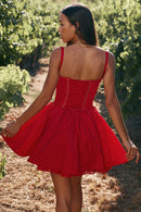Vestido Mini Feminino com Renda e Manga Longa - Decote Quadrado Ballet Festa