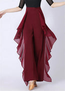 Dance Wide Leg Pants Women's High Waist Pants Lotus Leaf Side Wild Dangling Feel Training Pants 2022 New Dance Female pants