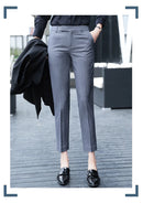 Black Gray Suit Pants Woman High Waist Pants Office  Formal Work Trousers Female Elegant Casual Straight Pants