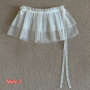 Lace Mini Skirts Women Elegant Sweet Lolita Short Skirts High Waist Y2k Streetwear Ruffle Skirts Lace Trim Butt Curtain Skirt
