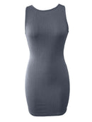 Vestido Feminino Sexy Listrado Cor Sólida com Costas Abertas e Amarrão - Sem Manga Verão