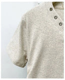 Women's V-Neck Rivet Detail Ruched Short Sleeve T-shirt Casual Slim Fit Crop Top