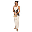 Vestido Longo Feminino com Renda e Halter - Sexy See Through Elegante Festa