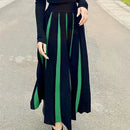 Elegant High Waist Panel Versatile Pleated Skirt Spring and Autumn Retro Fashion Stripe Mini Knitted Skirt Women's Mixed Color