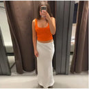 Knitted Sequined Crop Top Women Casual Slim Fit Square Collar Sleeveless Backless Bodycon Vest New Fashionable Ladies Basic Tops