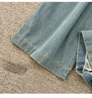 Faionable Denim ter Ne Crop Top And High Waist  Skirt Women's Set Summer Polyester Material Youthful Sle