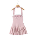 Vestido Feminino Branco com Renda Bordada e Halter - Sem Manga Costas Abertas Sexy Linha A Festa 2025