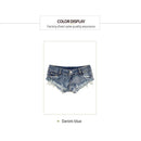 Short Jeans Feminino Mini com Cintura Baixa e Rasgos - Streetwear Verão