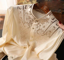 Women's Long Sleeve Blouse - Summer Fashion Embroidery Casual Elegant Top Shirt for Spring Elegant Fashion Women's Clothing