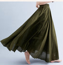 Boho Cotton Linen Beach Long Skirt Women Vintage Casual Solid A-line High Waist Dance Floor-Length Maxi Skirt Spring Summer New