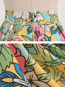 Floral Print Summer Skirt Women High Waist Swing 50s Vintage Retro Rockabilly Midi Pleated Skirts Faldas