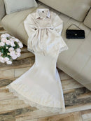 Women Two Piece Sets Skirt Set Turn Down Collar Lace Sexy Full Sleeve Tops Long Skirts High Waist Y2k Streetwear Elegant Work