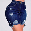 Denim Skirt Women Summer Skirts Hole High Waist Stretch Ripped Pockets Distressed Washed Hip Wrap Above Knee 2025 Streetwear