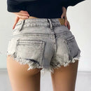 Women Summer Low Waist Denim Shorts Stretchy Short Jeans Hot Pants Sexy Triangle Design Butt Enhancer Casual Streetwear DURIKIES