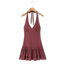 Vestido Feminino Branco com Renda Bordada e Halter - Sem Manga Costas Abertas Sexy Linha A Festa 2025