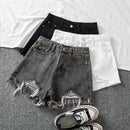 Denim Shorts Women High Waist Slender Korean Fashion Summer Frayed Buttons Zipper Tassel Loose Solid All-match Streetwear Chic