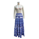 Women Skirt Long Skirts A Line Print Floral High Waist Y2k Streetwear Maxi Casual Loose Pleated Elegant Beach Party Beach 2025
