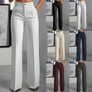 Women's High Waist Dress Pants - Flowy Straight Leg Trousers, Minimalist Office Tailored Pants