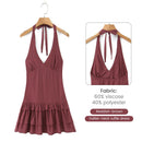 Vestido Feminino Branco com Renda Bordada e Halter - Sem Manga Costas Abertas Sexy Linha A Festa 2025