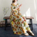 Boho Long Skirt Cotton Linen ort Sve round Ne fiti Flower plus Size Women Casual Summer Dr A-Line Skirt