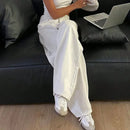 High Waist Jeans For Women Pocket Solid Color Retro Wide Leg Denim Pants Casual Streetwear Office Lady Loose Straight Trousers