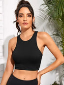 4Pcs Women Rib Knit Crop Tank Top Casual Sleeveless Crew Neck Slim Fit Basic Camisole Streetwear Summer Daily Workout Yoga Tops