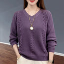 V-neck Knitted Sweater Autumn Popular Women's Clothing Foreign Style Inside with Solid Color Bottoming Shirt Top Jumpe Homme