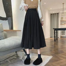 Fashion High Waist Pleated Skirt Women Korean Elegant College Style Midi Skirt Ladies Autumn Winter Thick A-line Skirts