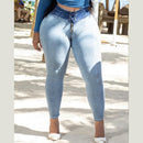 Women's Mid-Waisted Skinny Jeans Slim Fit Hip Lifter Pencil Pants Versatile Wash Trousers Stretchy Pant Streetwear Fashion Style
