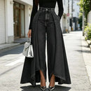 Denim Women's High Waist Casual Wide Leg Jeans Overlay FlarePants with Pockets High Street Elegant Fashionable Baggy Jeans