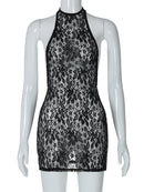 Vestido Mini Feminino Floral com Halter e Costas Abertas - Sexy Praia Balada 2024