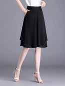 High Waist Wide Leg Pants Women Summer Loose Thin Chiffon Five-Quarter Length Anti-Light Skirt Trendy Casual Trousers