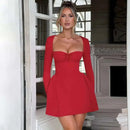 Vestido Mini Feminino com Renda Patchwork e Cintura Franzida - Linha A Costas Abertas Sexy Festa Balada Outono Inverno