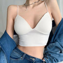 V-Neck Camisole Women Sexy Stretch Push Up Bra with Chest Pads Knitted Crop Top for Female Short Tube Top Tops Bralette Y2k