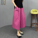 Women High Waist Bloom Wide Leg Pants Summer Quick Dry Breathable Loose Cropped Pants Plus Size