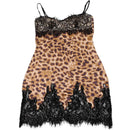 Vestido Mini de Renda com Estampa de Leopardo e Alças Finas - Praia e Festa