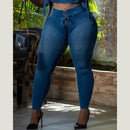 Women's Mid-Waisted Skinny Jeans Slim Fit Hip Lifter Pencil Pants Versatile Wash Trousers Stretchy Pant Streetwear Fashion Style