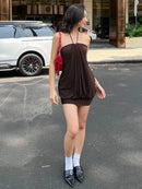 Vestido Mini Halter Franzido com Costas Abertas - Festa e Balada Y2K