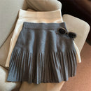 Pleated Mini Skirts Korean Sweet Knitted Skirts Sweet Elastic Waist Ladies Casual Youthful For Women's Clothes Solid Fashion New