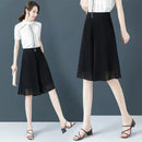 High Waist Wide Leg Pants Women Summer Loose Thin Chiffon Five-Quarter Length Anti-Light Skirt Trendy Casual Trousers