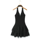 Vestido Feminino Branco com Renda Bordada e Halter - Sem Manga Costas Abertas Sexy Linha A Festa 2025
