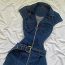 Vestido Jeans Feminino Mini Y2K com Cinto - Streetwear Grunge Verão