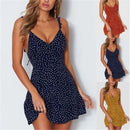 Vestido Mini de Verão com Estampa de Bolinhas e Costas Abertas - Feminino